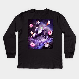 Outer Space Owl Riding Unicorn - Donut Kids Long Sleeve T-Shirt